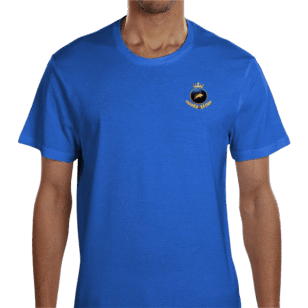 Premium Crown Crew Cobalt T-Shirt Front View with Logo.